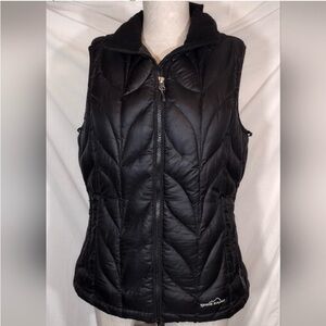 Eddie Bauer Down Puffer Vest, ZipUp, collar, black, Zip Pockets, M
